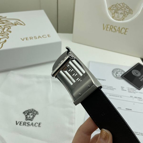 versace皮帶 範思哲2022新款 HF032704頭層牛皮壓花紋時尚腰帶