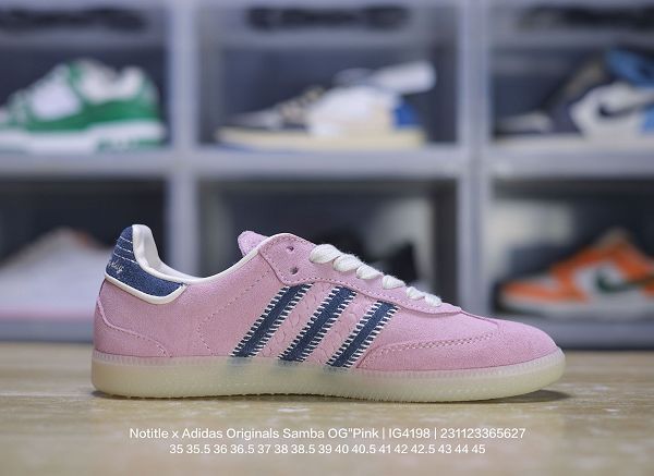 Notitle x Adidas Originals Samba OG Pink 桑巴舞系列 全新男女款聯名粉牛仔深藍低幫休閒運動板鞋