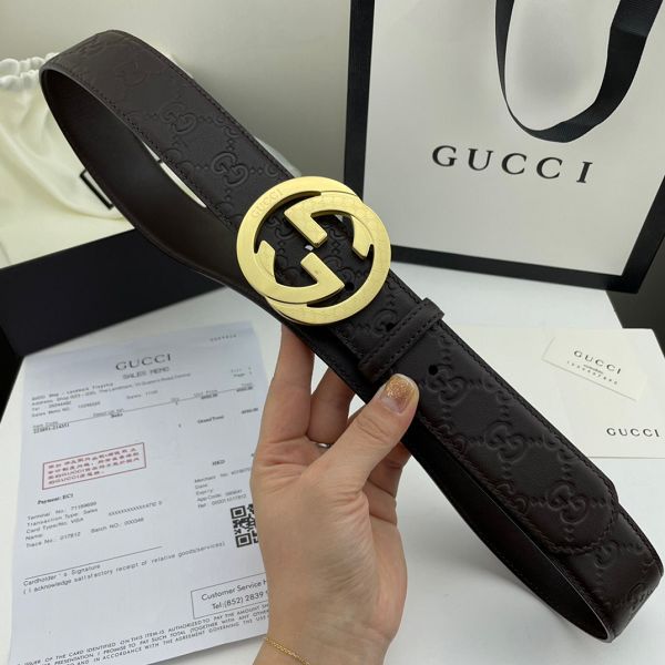 gucci皮帶 古馳2022新款皮帶 HF032708頭層牛皮壓花紋時尚腰帶