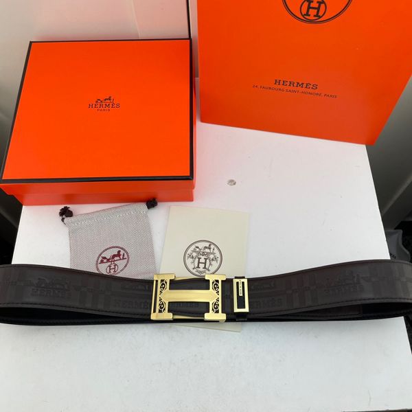 hermes皮帶 愛馬仕2022新款 HF032908頭層牛皮壓花紋時尚腰帶