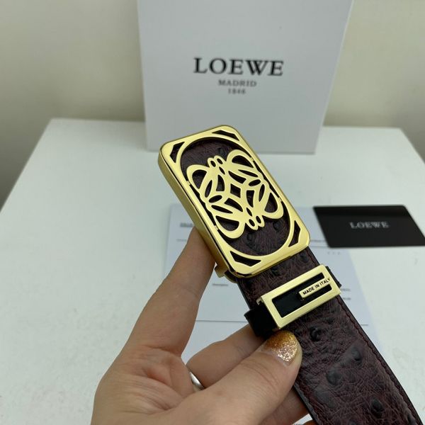 loewe皮帶 邏威2022新款 HF052201牛皮鴕鳥紋時尚腰帶