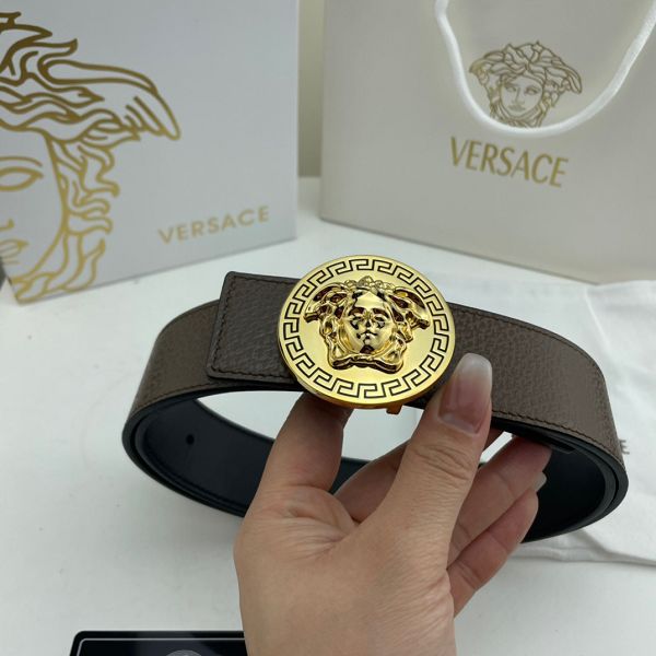 versace皮帶 範思哲2022新款 HF032706頭層牛皮豬皮紋時尚腰帶