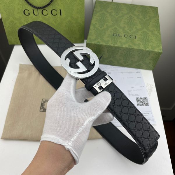 gucci皮帶 古馳2022新款皮帶 HF032913頭層牛皮壓花紋百搭腰帶