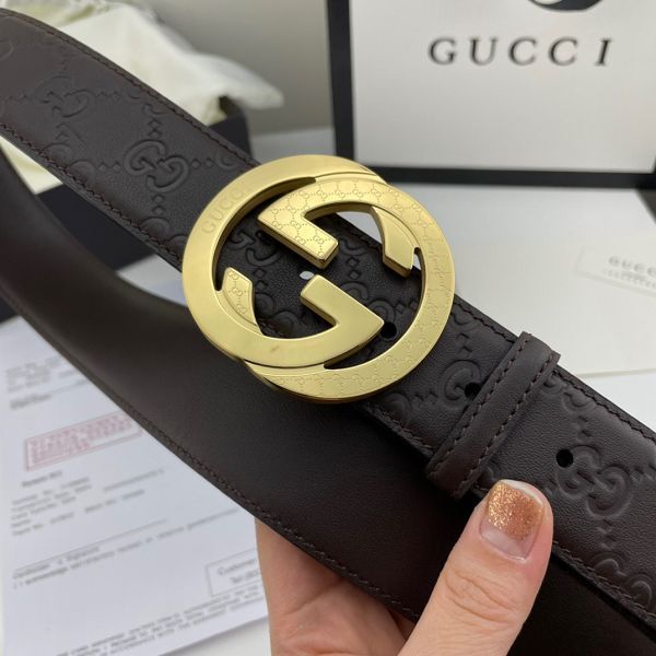 gucci皮帶 古馳2022新款皮帶 HF032708頭層牛皮壓花紋時尚腰帶