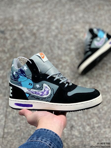 Nike Court Borough Low 2MID 男女款高幫百搭黑灰卡通透氣休閒運動板鞋