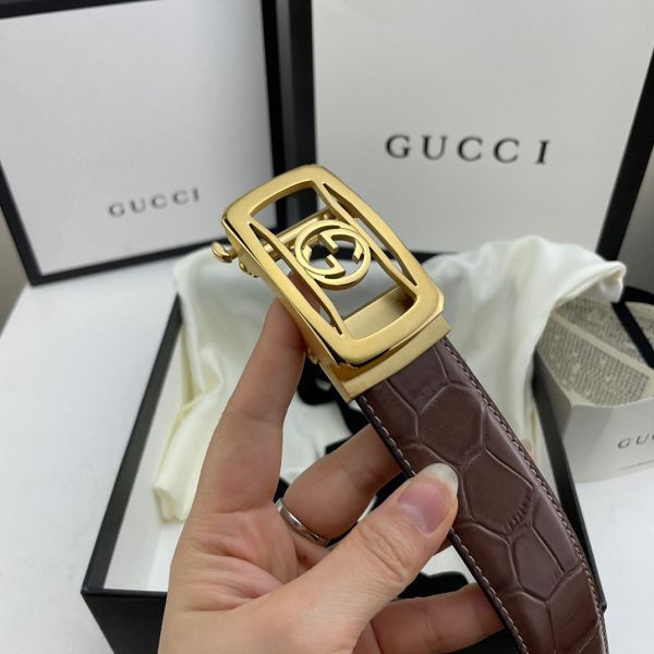 gucci皮帶 古馳2022新款皮帶 HF032902頭層牛皮鱷魚紋百搭腰帶