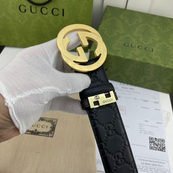 gucci皮帶 古馳2022新款皮帶 HF032713頭層牛皮壓花紋時尚腰帶