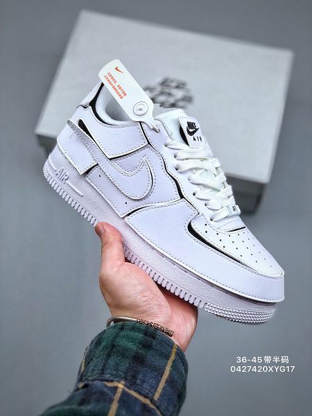 Nike Air Force 1 Low 2021新款 DIY拆卸拼接魔術貼男女款板鞋 帶半碼