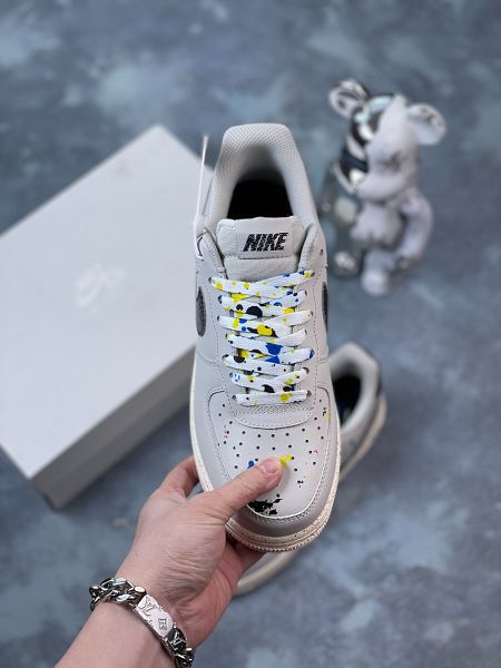 Nike Air Force 1 07 2023新款 男女款白彩虹潑墨全掌內置蜂窩氣墊