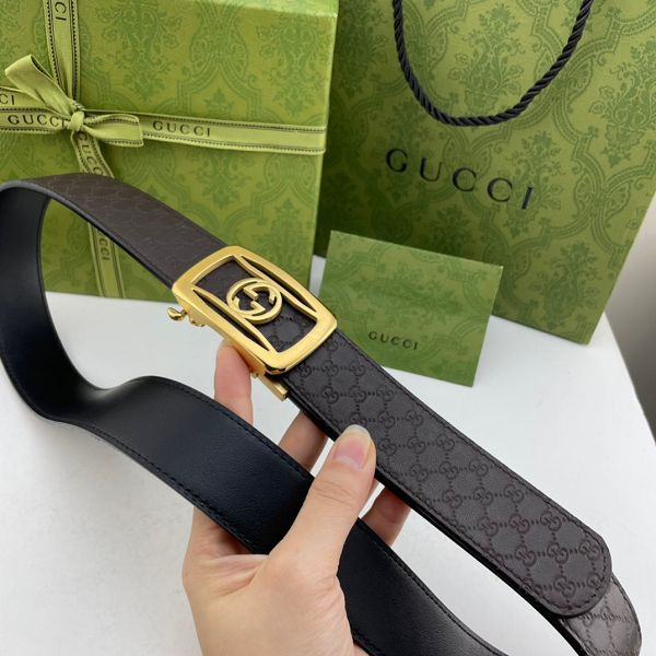 gucci皮帶 古馳2022新款皮帶 HF032915頭層牛皮壓小花紋百搭腰帶