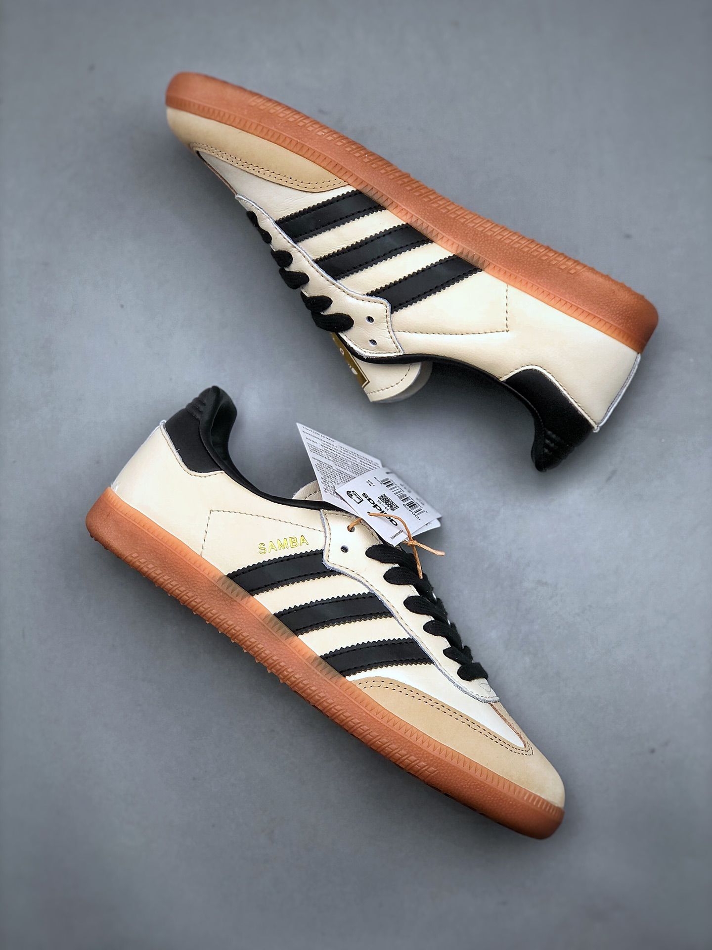 Adidas originals Samba OG 2024新款男女鞋 奶茶黑色板鞋