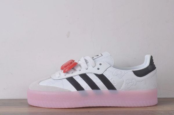 Adidas Samba XLGHello Kitty And Friends 桑巴舞厚底版系列休閒運動板鞋 2024新款女鞋 聯名白黑色淺凱蒂貓