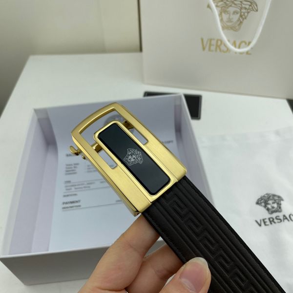 versace皮帶 範思哲2022新款 HF032703頭層牛皮壓花紋時尚腰帶