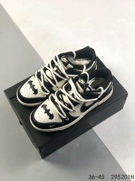 Nike SB Dunk Low 綁繩綁帶系列 蝙蝠白黑色 男女款復古低幫休閒運動滑板板鞋