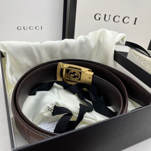 gucci皮帶 古馳2022新款皮帶 HF032902頭層牛皮鱷魚紋百搭腰帶