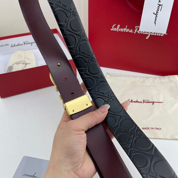 salvatore ferragamo皮帶 菲拉格慕2022新款 HF032707頭層牛皮壓花紋時尚腰帶