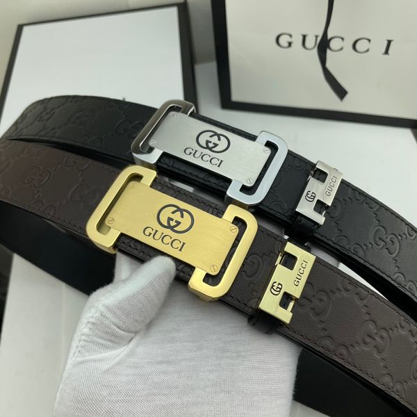 gucci皮帶 古馳2022新款皮帶 HF032914頭層牛皮壓花紋百搭腰帶