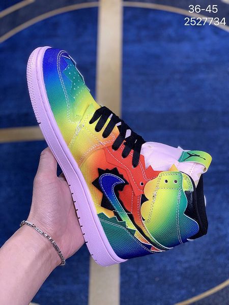 Nike AJ1 x JBalvin 2021新款 喬丹1代雷鬼天王聯名笑臉情侶款籃球鞋 帶半碼