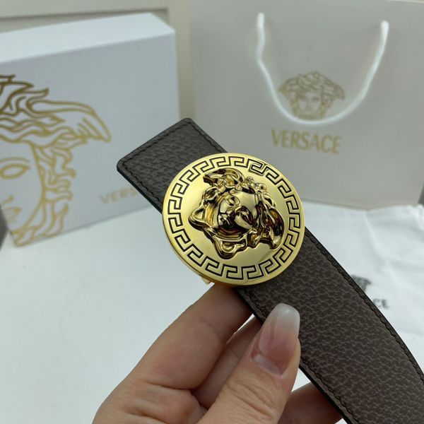 versace皮帶 範思哲2022新款 HF032706頭層牛皮豬皮紋時尚腰帶