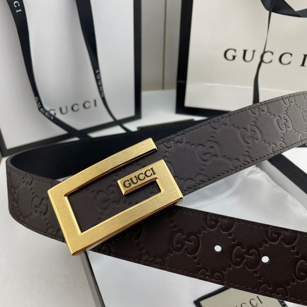 gucci皮帶 古馳2022新款皮帶 HF032911頭層牛皮壓花紋百搭腰帶