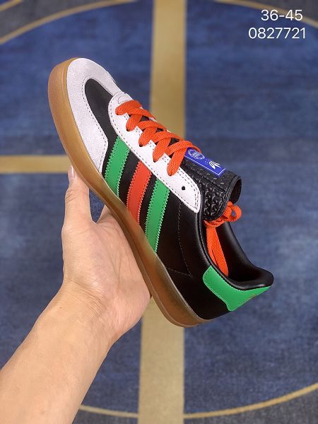 Adidas GUCCI 2022新款 復古學院風三條槓真皮男女款駕車帆布鞋