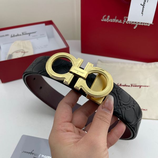 salvatore ferragamo皮帶 菲拉格慕2022新款 HF032707頭層牛皮壓花紋時尚腰帶