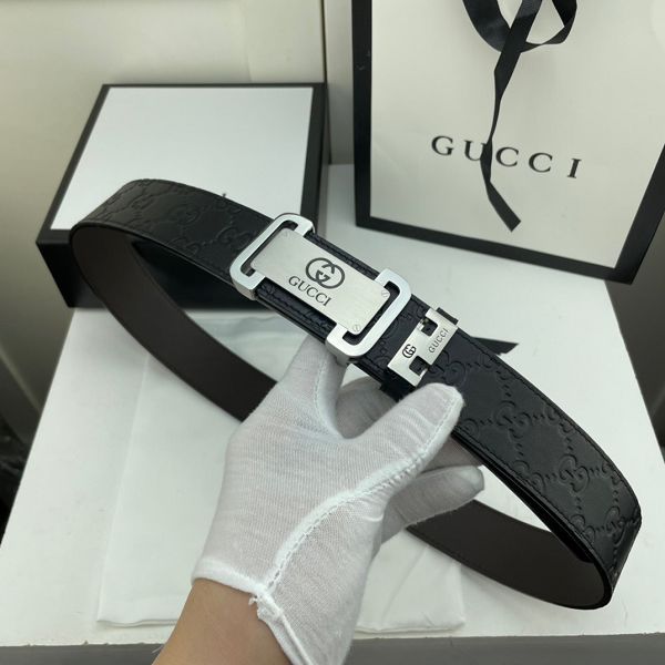 gucci皮帶 古馳2022新款皮帶 HF032914頭層牛皮壓花紋百搭腰帶