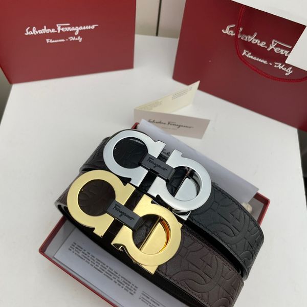 salvatore ferragamo皮帶 菲拉格慕2022新款 HF032710頭層牛皮壓花紋時尚腰帶