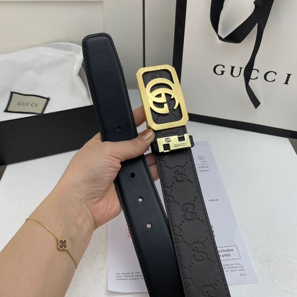 gucci皮帶 古馳2022新款皮帶 HF032714頭層牛皮壓花紋時尚腰帶