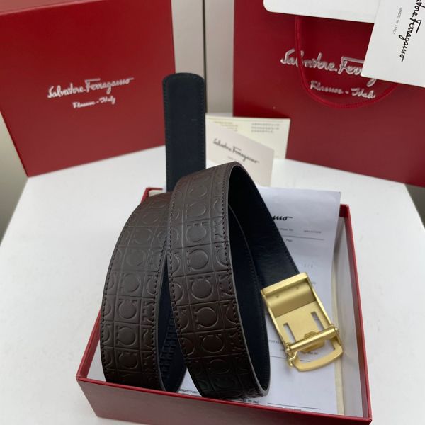 salvatore ferragamo皮帶 菲拉格慕2022新款 HF032706頭層牛皮壓花紋時尚腰帶