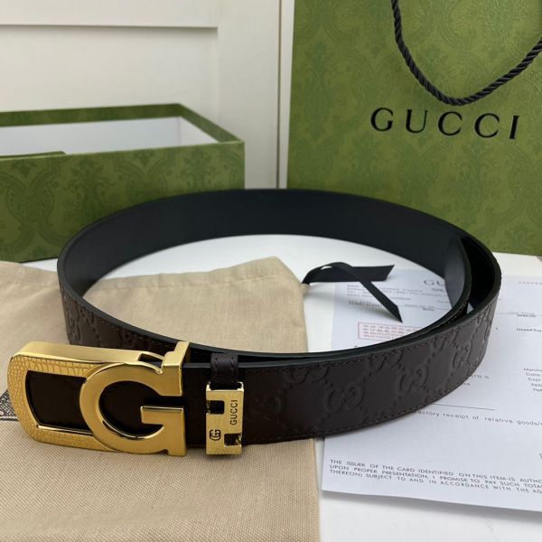 gucci皮帶 古馳2022新款皮帶 HF0522-27牛皮壓G花紋時尚腰帶