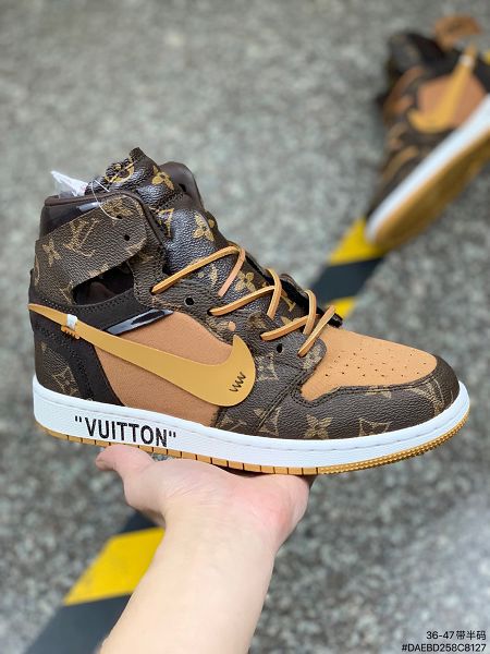 Louis Vuitton x OFF WHITE x Air Jordan 1 2021新款 三方聯名男女款運動籃球鞋