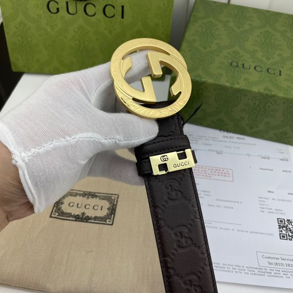 gucci皮帶 古馳2022新款皮帶 HF032712頭層牛皮壓花紋時尚腰帶