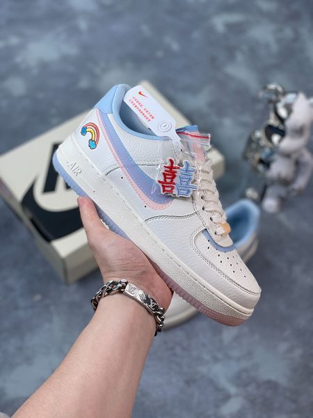 Nike Air Force1 Low White pink blue 2023新款 空軍一號低幫男女款休閒板鞋