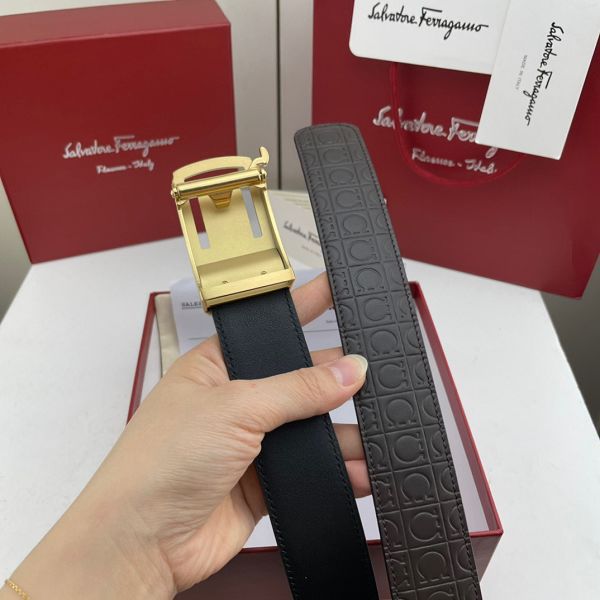 salvatore ferragamo皮帶 菲拉格慕2022新款 HF032706頭層牛皮壓花紋時尚腰帶