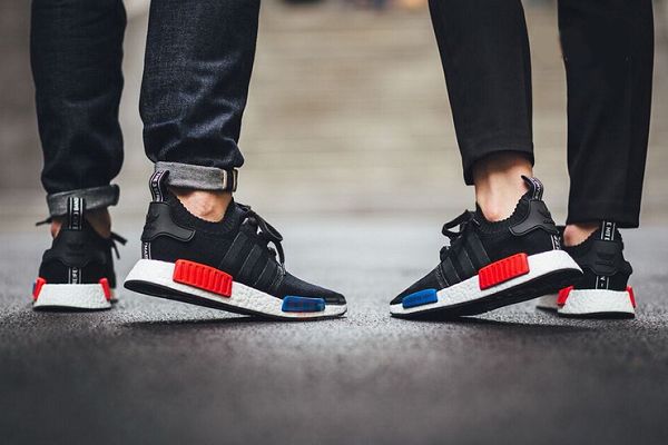 adidas nmd runner primeknit boost限量版 陳奕迅上腳款 三葉草針織透氣時尚情侶鞋 黑色 