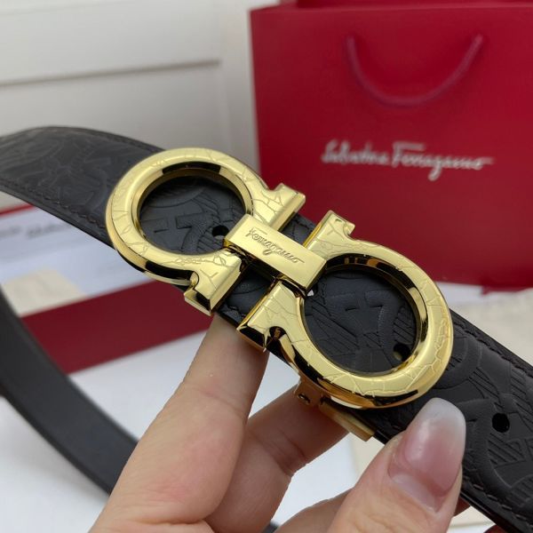 salvatore ferragamo皮帶 菲拉格慕2022新款 HF032708頭層牛皮壓花紋時尚腰帶