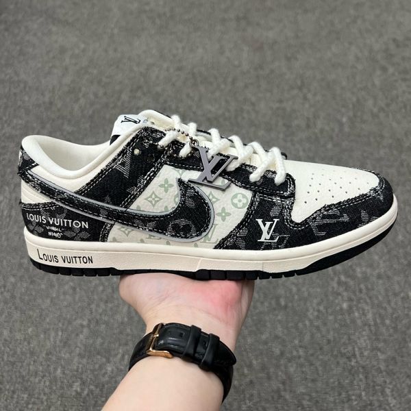 Louis Vuitton x Nike Dunk SB Low 2024最新男女款低幫板鞋 LV聯名棕白棋盤格