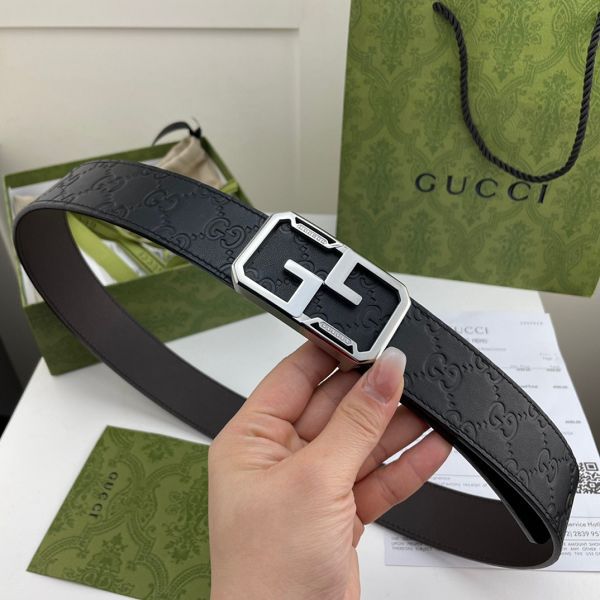 gucci皮帶 古馳2022新款 HF0523-18牛皮壓花紋鑲鉆鋼扣時尚腰帶