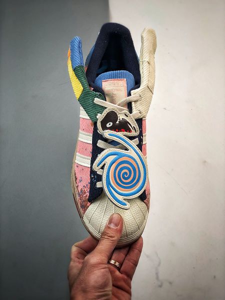 Sean Wotherspoon x Melting Sadness x Adidas Originals Superstar 三方聯名 粉白色2024全新男女款板鞋