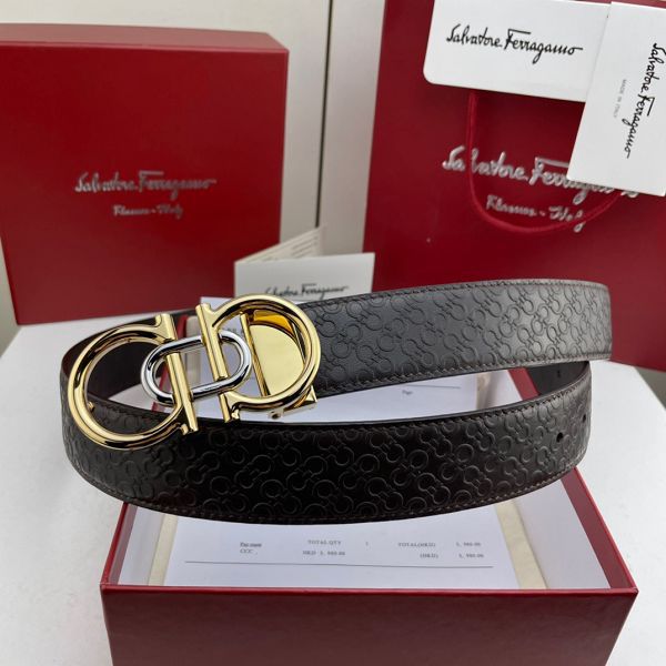 salvatore ferragamo皮帶 菲拉格慕2022新款 HF032902頭層牛皮壓小花紋時尚腰帶