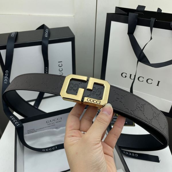 gucci皮帶 古馳2022新款皮帶 HF032910頭層牛皮壓花紋百搭腰帶