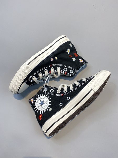 Converse All Star 2020新款 LOGO太陽花刺繡 花卉刺繡情侶款帆布板鞋