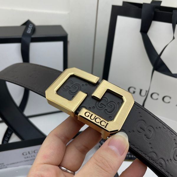 gucci皮帶 古馳2022新款皮帶 HF032910頭層牛皮壓花紋百搭腰帶