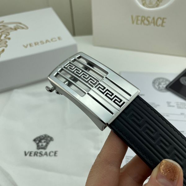 versace皮帶 範思哲2022新款 HF032704頭層牛皮壓花紋時尚腰帶