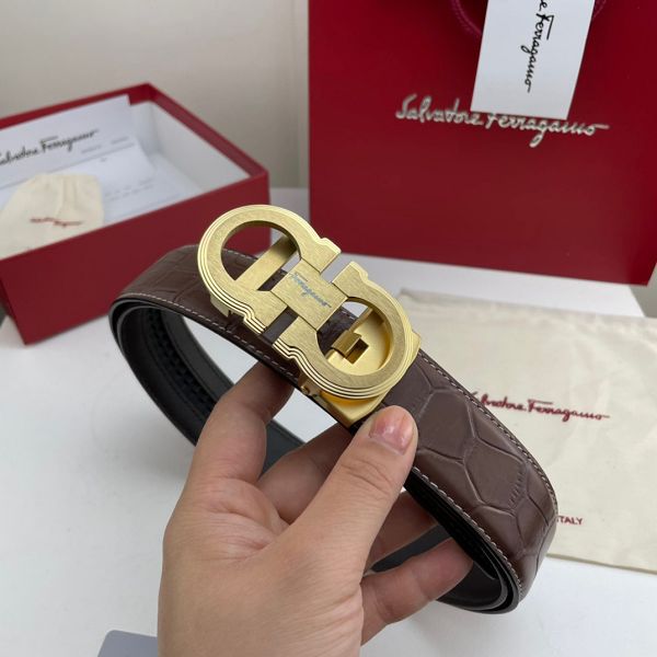 salvatore ferragamo皮帶 菲拉格慕2022新款 HF0522-2牛皮鱷魚紋時尚腰帶