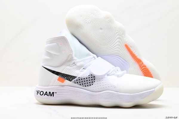 Nike React Hyperdunk Flyknit Off-White Virgil The Ten聯名系列 2023全新男女款白黑高幫籃球鞋