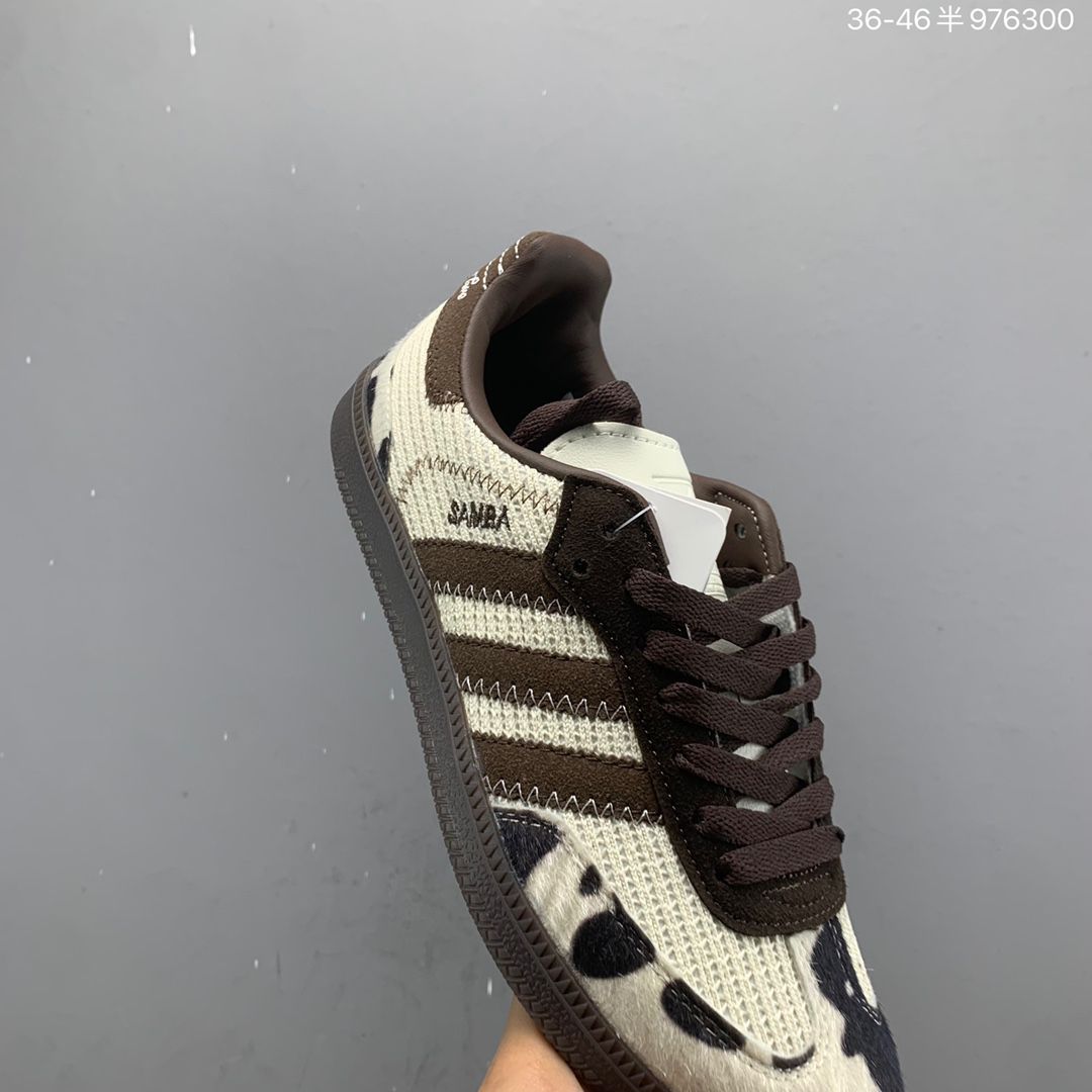 adidas Wales Bonner x Samba 2024新款女鞋奶牛紋復古低幫休閒板鞋 