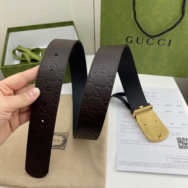 gucci皮帶 古馳2022新款皮帶 HF0522-27牛皮壓G花紋時尚腰帶